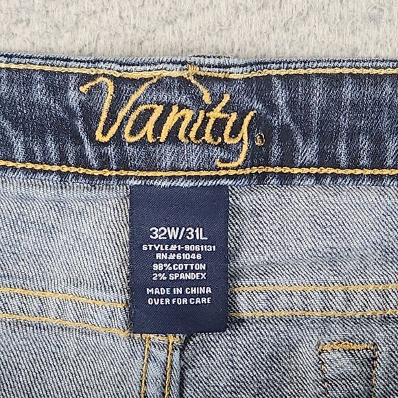 Y2K Bootcut Jeans Womens Plus Size 32x31 Vanity Low Rise Cotton Blend Blue Denim - Picture 9 of 12